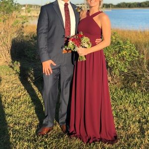 Lulus burgundy maxi dress, size small